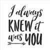 I Always Knew It Was You - Word Stencil - 20" x 20" - STCL1584_5 by StudioR12