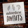 Adventure Awaits - Curly Leaves - Word Art Stencil - 12" x 12" - STCL1775_3 - by StudioR12