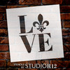 Love - Fleur-de-Lis - Square - Word Art Stencil - 6" x 6" - STCL1991_1 - by StudioR12