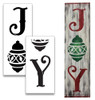 Joy Tall Porch Stencil with Christmas Ornament by StudioR12 | 2 Piece | DIY Large Vertical Holiday Home Decor | Front Door Entryway | Craft Paint Wood Leaner Signs | Reusable Mylar Template | Size 4ft