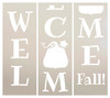 Welcome Fall Tall Porch Stencil with Pumpkin by StudioR12 | 3 Piece | DIY Large Vertical Autumn Home Decor | Front Door Entryway | Craft & Paint Wood Leaner Signs | Reusable Mylar Template | Size 6ft