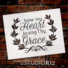 Tune My Heart - Wreath - Word Art Stencil - 9" x 7" - STCL1888_1 - by StudioR12