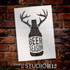 Beer Season - Bottle With Antlers - Word Art Stencil - 10" x 15" - STCL1883_2 - by StudioR12