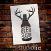 Beer Season - Bottle With Antlers - Word Art Stencil - 14" x 20" - STCL1883_3 - by StudioR12