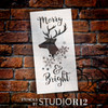 Merry & Bright - Reindeer and Snowflake - Word Art Stencil - 11" x 22" - STCL2026_3 - by StudioR12