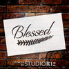 Blessed - Elegant - Leaf - Word Art Stencil - 8" x 5" - STCL2104_1 - by StudioR12