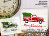 Little Red Truck With Merry Christmas Script Stencil - Choose Size