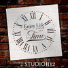 Round Clock Stencil Roman Numerals - Enjoy Life One Moment at a Time Letters - DIY Painting Farmhouse Country Home Decor Art - Select Size (22" (2 Parts))