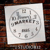 Round Clock Stencil - Farmers Market Words - Small to Extra Large DIY Painting on Wood for Farmhouse Country Home Decor Walls - Select Size (18")