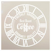 Round Coffee Clock Stencil - Industrial Roman Numerals - DIY Painting Rustic Wood Clocks Small to Extra Large for Home Decor - Select Size (22" (2 Parts))