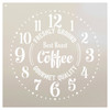 Provincial Round Coffee Clock Stencil - DIY Painting Rustic Wood Clocks Small to Extra Large for Farmhouse Country Home Decor - Select Size (22" (2 Parts))