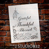 Grateful Thankful Blessed Leaves Stencil by StudioR12 | Reusable Mylar Template | Use to Paint Wood Signs - Wall Art - Pallets - DIY Fall Home Decor - Select Size
