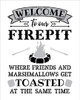 Welcome to Our Firepit Stencil - 2 Part - by StudioR12 | Reusable Mylar Template | Use to Paint Wood Signs - DIY Campfire Decor Decor - Select Size