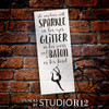 Sparkle Glitter Baton - Gymnast Stencil by StudioR12 | Reusable Mylar Template | Use to Paint Wood Signs - Pallets - Pillows - T-Shirts - DIY Girl Decor - Select Size