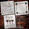 Wine Stencil Set - 3 Part by StudioR12 | Reusable Mylar Template | Use to Paint Wood Signs - Pillows - DIY Wine Lovers Decor