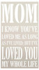 Mom I've Loved You My Whole Life - by StudioR12 | Word Stencil - Reusable Mylar Template | Acrylic- Chalk - Mixed Media | Mothers Day - DIY Home Decor - STCL2658