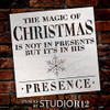 Magic of Christmas His Presence Stencil by StudioR12 | Reusable Mylar Template Paint Wood Sign | Craft Rustic Farmhouse Snowflake Decor | Holiday Faith DIY Winter Word Art Gift Select Size