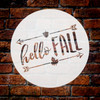 Hello Fall Stencil by StudioR12 | Shabby Chic Word Art - Mylar Template | 9.5" round Small