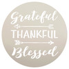 Grateful Thankful Blessed Stencil with Arrows by StudioR12 | Reusable Word Template for Painting on Wood | DIY Home Decor | Thanksgiving Signs | Fall and Autumn | 9.5" Round | Small