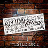 Holiday Magic in The Air Stencil - Cursive Snowflake Word Art by StudioR12 | Reusable Mylar Template | Paint Wood Signs Craft Rustic Christmas Home Decor | Winter Farmhouse DIY Select Size