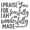 Psalm 139:14 Stencil by StudioR12 | I Praise You | Craft Cursive Christian Gift Inspiration | DIY Bible Verse Faith Farmhouse | Paint Wood Sign | Reusable Mylar Template | Select Size