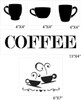 Word Coffee Stencil with Coffee Cup Set - 5 Piece by StudioR12 | Reusable Mylar Template | Use to Paint Wood Signs - Walls - Tables - DIY Kitchen Decor