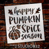 Pumpkin Spice Season Stencil by StudioR12 | DIY Rustic Cursive Leaves | Craft Seasonal Farmhouse Gift | Autumn Home Decor Thanksgiving Halloween | Reusable Mylar Template | Paint Wood Sign