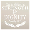 She is Clothed In Strength & Dignity Stencil by StudioR12 | Reusable Mylar Template | Paint Wood Sign | Craft Bible Verse Home Decor | DIY Leaves Faith | Inspiration Proverbs | Select Size (18" x 18")