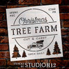 Christmas Tree Farm Stencil with Red Truck by StudioR12 | Cut & Carry | Open Daily | DIY Vintage Holiday Home Decor | Craft & Paint Wood Signs | Reusable Mylar Template | Select Size