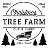 Christmas Tree Farm Stencil with Red Truck by StudioR12 | Cut & Carry | Open Daily | DIY Vintage Holiday Home Decor | Craft & Paint Wood Signs | Reusable Mylar Template | Select Size