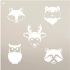 Woodland Animal Faces Stencil by StudioR12 | DIY Nursery | Nature Decor | Animal | Craft Home Decor | Reusable Mylar Template | Paint Wood Sign - Select Size