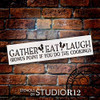 Gather Eat Laugh Stencil with Holly by StudioR12 | DIY Christmas Kitchen Home Decor | Fun Country Holiday Word Art | Craft & Paint Wood Signs | Reusable Mylar Template | Size | STCL3106
