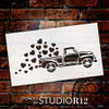 Old Truck Valentine Stencil - Hearts by StudioR12 | Reusable Mylar Template | Paint Wood Sign | Rustic Farmhouse Holiday | Craft DIY Vintage Home Decor | Select Size Small - Large