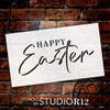 Happy Easter Cursive Script Stencil by StudioR12 | DIY Christian Spring Home Decor | Rustic Word Art | Craft & Paint Farmhouse Wood Signs | Reusable Mylar Template | Select Size