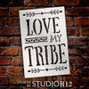 Love My Tribe Stencil by StudioR12 | DIY Rustic Tribal Pattern Family Home Decor | Boho Embellished Word Art | Craft & Paint Farmhouse Wood Signs | Reusable Mylar Template | Select Size