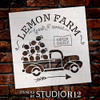 Lemon Farm Stencil with Vintage Truck & Arrow by StudioR12 | DIY Spring & Summer Rustic Kitchen Home Decor | Craft & Paint Farmhouse Wood Signs | Reusable Mylar Template | Select Size