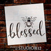 Bee Blessed Stencil by StudioR12 | DIY Farmhouse Bumblebee Home & Classroom Decor | Spring Script Inspirational Word Art | Paint Wood Signs | Reusable Mylar Template | Select Size