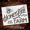 Honey Bee Farm Stencil by StudioR12 | DIY Vintage Spring Farmhouse Kitchen Home Decor | Raw & Pure | Craft & Paint Country Rustic Wood Signs | Reusable Mylar Template | Select Size