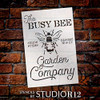 Busy Bee Garden Company Stencil by StudioR12 | DIY Spring Farmhouse Kitchen Home Decor | Seeds, Stems, Blooms, Honey | Craft & Paint Wood Signs | Reusable Mylar Template | Select Size