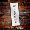 Welcome - Vertical Stencil by StudioR12 | Reusable Mylar Template | Use to Paint Wood Signs - Pallets - Walls - DIY Home Decor - Select Size