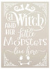 Witch & Little Monsters Live Here Stencil by StudioR12 | DIY Fun Halloween Family Home Decor | Paint Wood Signs | Select Size