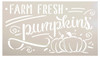 Farm Fresh Pumpkins Stencil by StudioR12 | DIY Farmhouse Fall Script Home Decor | Paint Autumn Harvest Wood Signs | Select Size