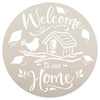 Welcome to Our Home Round Stencil with Bird by StudioR12 | DIY Fall Autumn Farmhouse Home Decor | Craft & Paint Wood Sign | Select Size