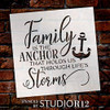 Family is The Anchor Stencil by StudioR12 | DIY Modern Country Farmhouse Home Decor | Inspirational Cursive Word Art | Craft & Paint Wood Sign | Reusable Mylar Template | Select Size