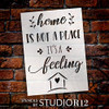 Home - Not A Place - A Feeling Stencil by StudioR12 | Reusable Mylar Template Paint Wood Sign | DIY Rustic Fall Decor - Laurel - Heart | Craft Cursive Script Gift Select Size