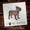 I Heart My Boston with Paw Print Stencil by StudioR12 | Reusable Mylar Template | Paint Wood Sign | Craft Dog Terrier Breed Gift - Family - Friends | DIY Pet Home Decor | Select Size