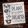 Plant Dreams Stencil by StudioR12 | Reusable Mylar Template | Paint Wood Sign | Flower - Dragonfly | Craft DIY Home Decor | Garden Gift - Outdoor - Porch | Select Size