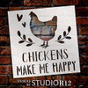 Chickens Make Me Happy Stencil by StudioR12 | DIY Rustic Farmhouse Home Decor | Craft & Paint Wood Sign | Reusable Mylar Template | Laurel Heart Gift | Select Size