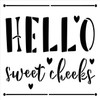 Hello Sweet Cheeks Stencil by StudioR12 | DIY Porch Welcome Home Decor | Craft & Paint Wood Sign | Reusable Mylar Template | Cursive Script Heart Gift | Select Size