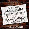 Merry Little Christmas Stencil by StudioR12 | DIY Holiday Mistletoe Home Decor | Craft & Paint Wood Sign | Reusable Mylar Template | Winter Cursive Script Gift Select Size